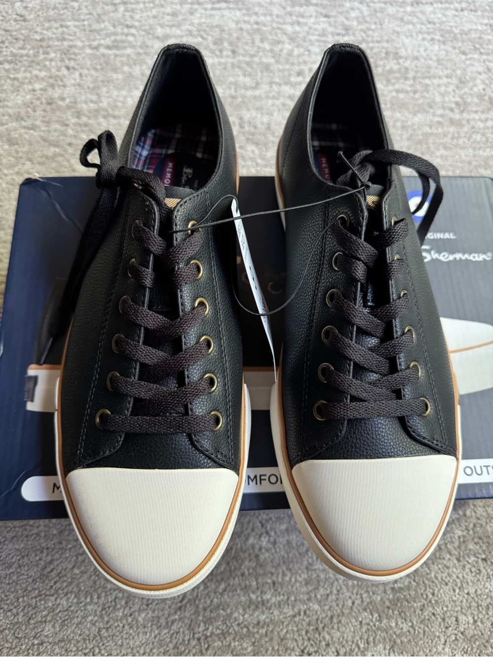 Ben Sherman Black Sneakers with White Toe Cap. Size:9